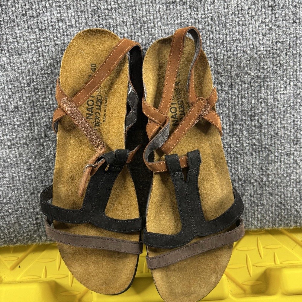 Naot‎ Strappy Sandals Womens Size 9 Brown Leather Wedge Buckle Comfort Straps